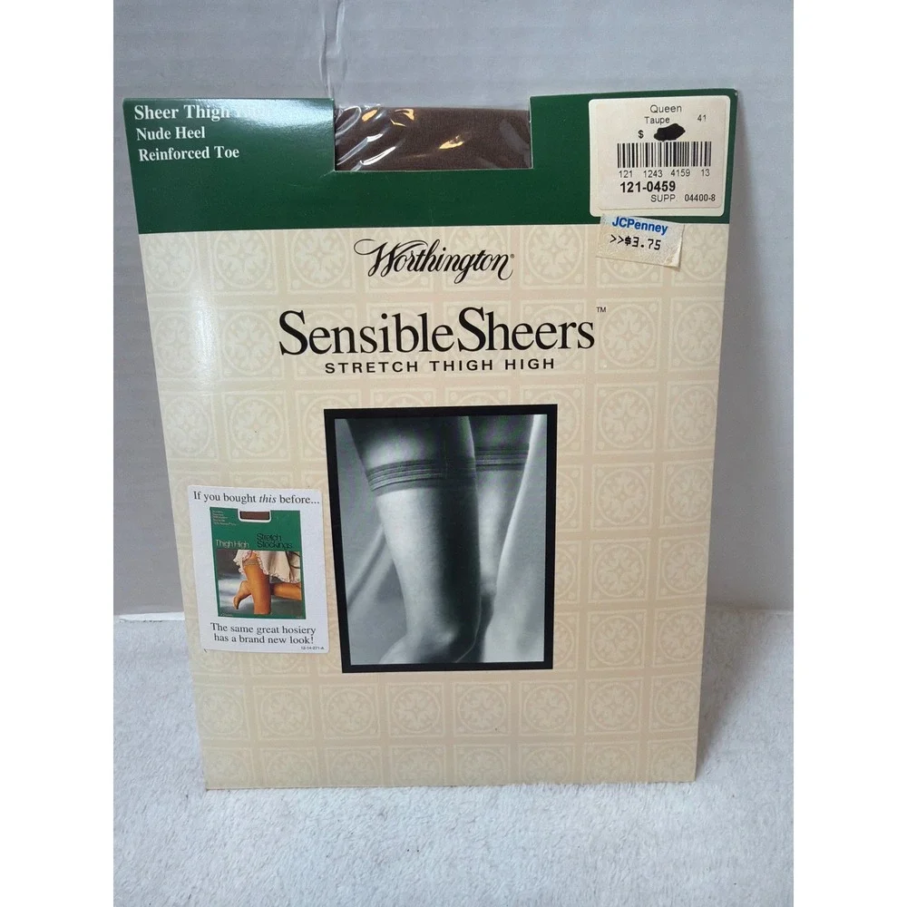 Worthington Thigh High Stockings Womens Queen Taupe Sensible Sheers Vintage NEW